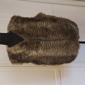 Vest Faux Fur zip front brown women's size Medium